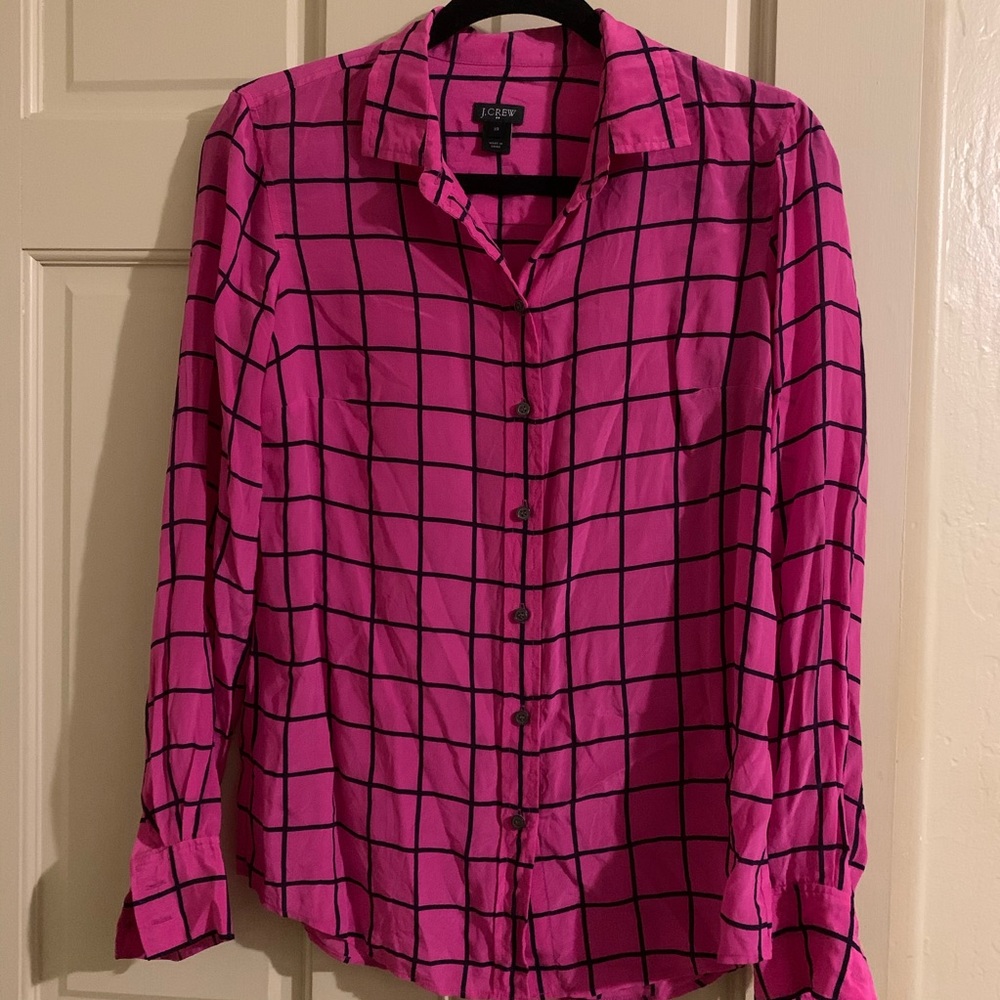 J. Crew Pink Silky Button Down